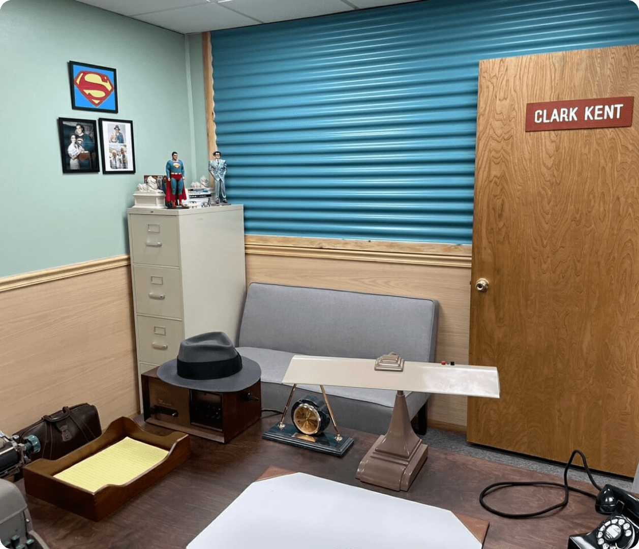 Clark Kent's office with Superman decor