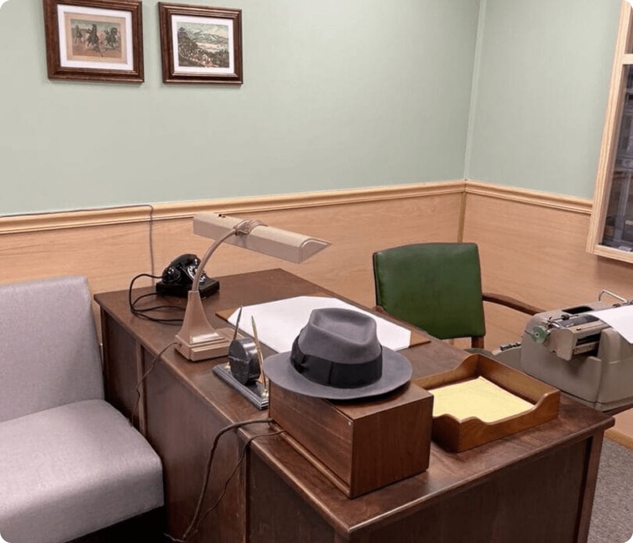 Retro desk setup with rotary phone